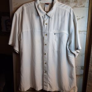 The North Face Men's White Checkered Button-Down Shirt Xl Zip Pocket